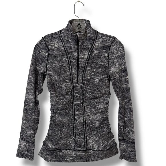 Lululemon Cypress Kiss Half Zip Pullover Jacket Rush Jacquard Black White Size 4 - Picture 1 of 8